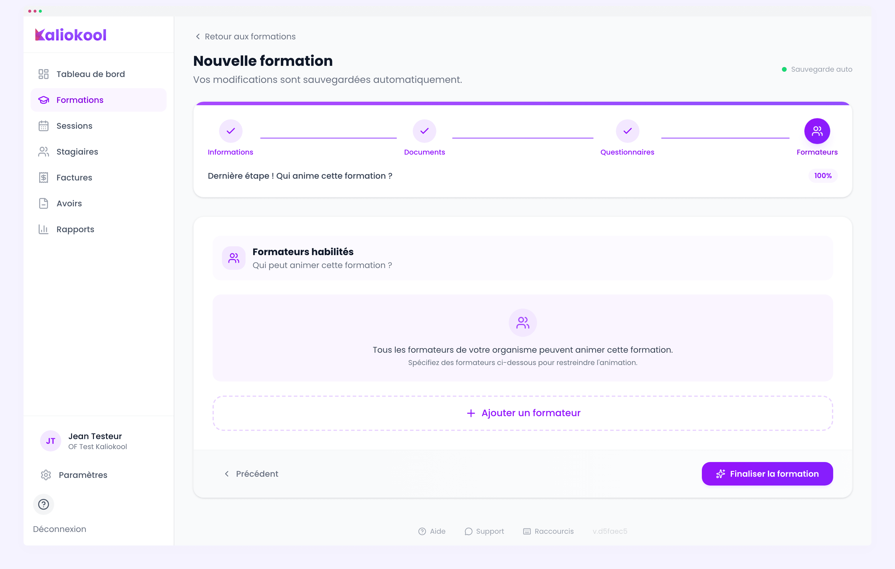 Étape 4 : Formateurs